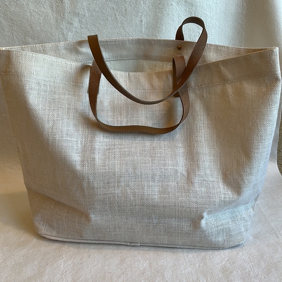 NWOT Mudpie Brand “BRIDE” Tote with Leather Straps - Picture 3 of 11